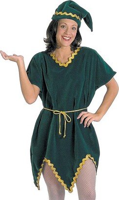 Halco Adult Holiday Elf Tunic with Hat Costume - One Size Fits Most - Green