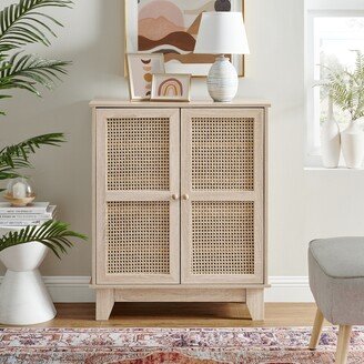 Loft Lyfe Darrin Natural Rattan 2 Door Cabinet With 5 Shelves