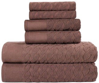 Turkish Cotton 6Pc Highly Absorbent Jacquard Herringbone Towel Set