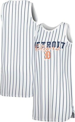 Women's Concepts Sport White Detroit Tigers Reel Pinstripe Knit Sleeveless Nightshirt