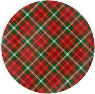 Plates: Christmas Plaid - Red And Green Plates, 10X10, Red