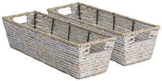 Seagrass Bin Metallic Trapezoid Set of 2