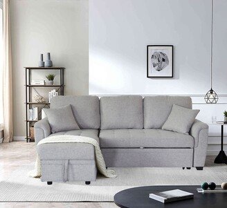 RASOO Storage Sofa Bed with Extra Wide Armrests and Tufted Back