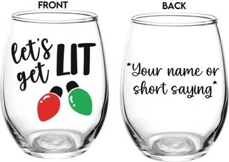 Get Lit Glass, Christmas Party, Wine Holiday Personalized, Let's Lit, Christmas, Favor, Friendsmas, Work