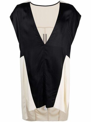 two-tone V-neck vest