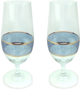 Panthera Indigo 2-Piece Stemmed Water Glass Set