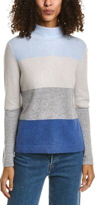 Colorblocked Funnel Cashmere Sweater
