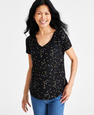 Style & Co Women's Printed V-Neck T-Shirt, Created for Macy's