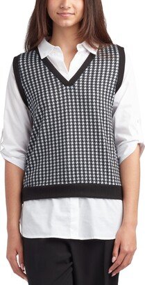 Juniors' Houndstooth Sweater Vest