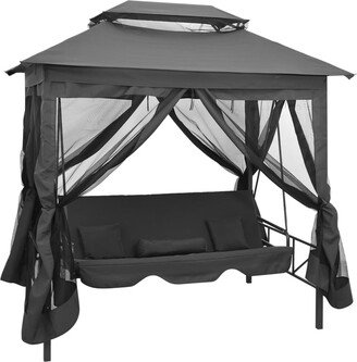 Outdoor Convertible Swing Bench with Canopy Anthracite 86.6x63x94.5 Steel - 86.6 x 63 x 94.5