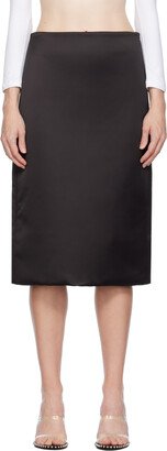 Black Padded Midi Skirt