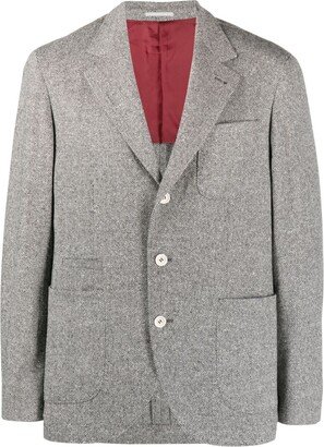 Single-Breasted Herringbone Blazer-AA