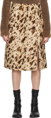 Brown Print Midi Skirt