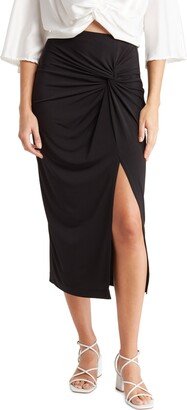 Renee C Ruched Solid Midi Skirt