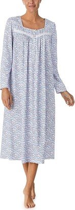 Long Sleeve Long Gown (White Ground Ditsy) Women's Pajama