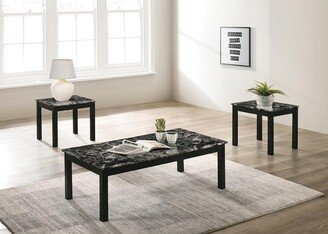 Furniture Darius Black Faux Marble 3-piece Occasional Table Set