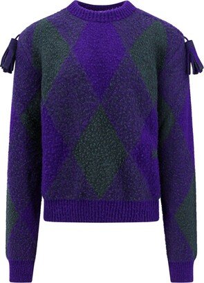 Diamond-Pattern Crewneck Knitted Jumper