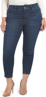 Plus Double Button Ankle Jeans for Women