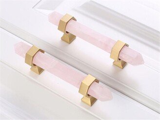 Light Pink Stone Kitchen Handles Knobs Dresser Pulls White Natural Drawer Knob Closet Handle Brass Luxury Decor