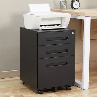 TiramisuBest Office Designs 3 Drawer Mobile File Cabinet with Lock and Wheels