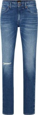 Slim-fit jeans in blue comfort-stretch Italian denim