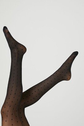 Sheer Polka Dot Tights in Black, S/M