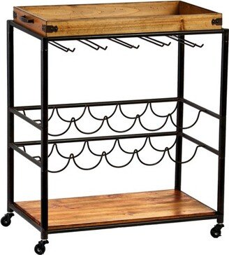 Maresal Bar Cart Black/Natural - Aiden Lane