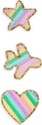 3-Pack Rainbow Glitter Icon Patch