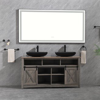 Black Frame Anti-Fog Vanity Mirror with Adjustable Light