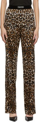 Black & Beige Leopard Silk Satin Lounge Pants