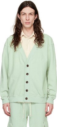 Green Garment-Dyed Cardigan