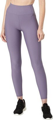 GO WALK RIBBED HIGH WAIST LEGGING (Grey/Purple) Women's Casual Pants