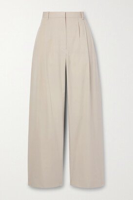 Bufus Pleated Cotton-poplin Straight-leg Pants - Gray