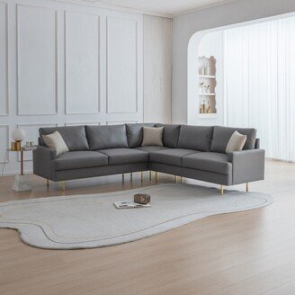 RASOO L-shaped Symmetrical Corner Sectional Sofa Modern 6 Seater Technical Leather Sofa Couch