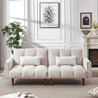 Calnod Modules Fabric Upholstered Seat Loveseat Sofa with 2 Pillows and Solid Wood Leg
