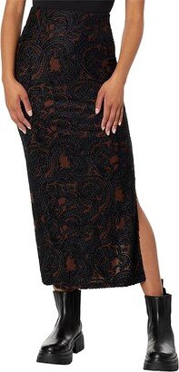 Rosalie Velvet Midi Skirt (Black) Women's Skirt