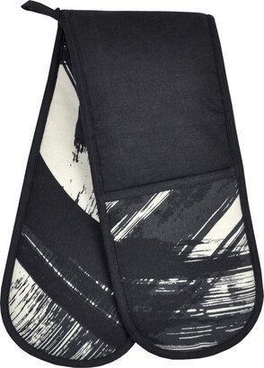 Dunelm Abstract Brushstroke Double Oven Glove Black and white