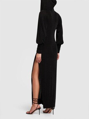 Slinky slit dress w/ maxi hood