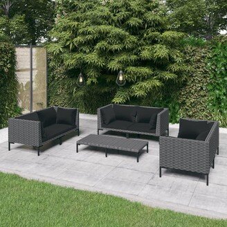 Patio Lounge Set with Cushions Poly Rattan - 27.6
