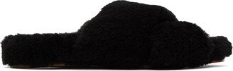 Black Shearling Slippers-AA