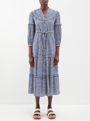 Suki Checked Cotton-blend Seersucker Midi Dress