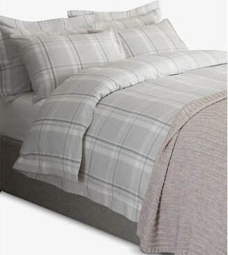 GreyStripe Powys Check-print Cotton Duvet Cover