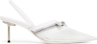 Zip slingback pumps