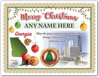 Personalized Christmas Georgia Certificate - Digital Or Printed Great Stocking Stuffer Gift Present Customized State Peach Pecan Atlanta