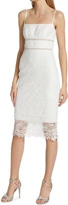 Allover Lace Knee Length Sheath Cocktail Midi Dress