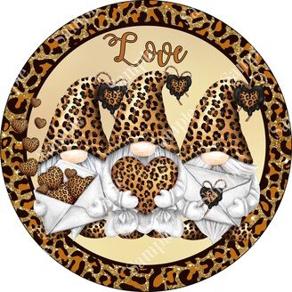 Love Leopard Gnome Valentine Sign | Door Hanger Home Decor Wreath Supplies