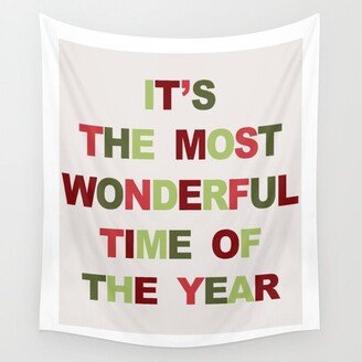 Wonderful Time Of The Year - Christmas Typography Wall Tapestry