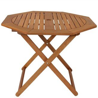 Sunnydaze Meranti Wood Octagon Outdoor Folding Patio Table