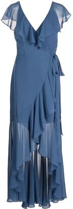 Ruffle-Trim Wrap Gown