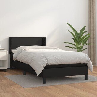 Box Spring Bed with Mattress Black Full Faux Leather